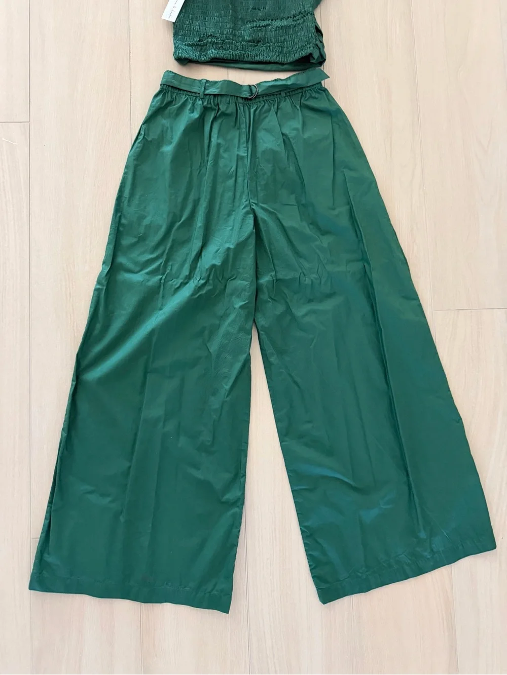 Young Fabulous & Broke Green Wide-Leg Pants & Crop Top Set